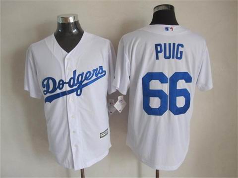 MLB Los Angeles Dodgers 66 Puig white cool base jersey