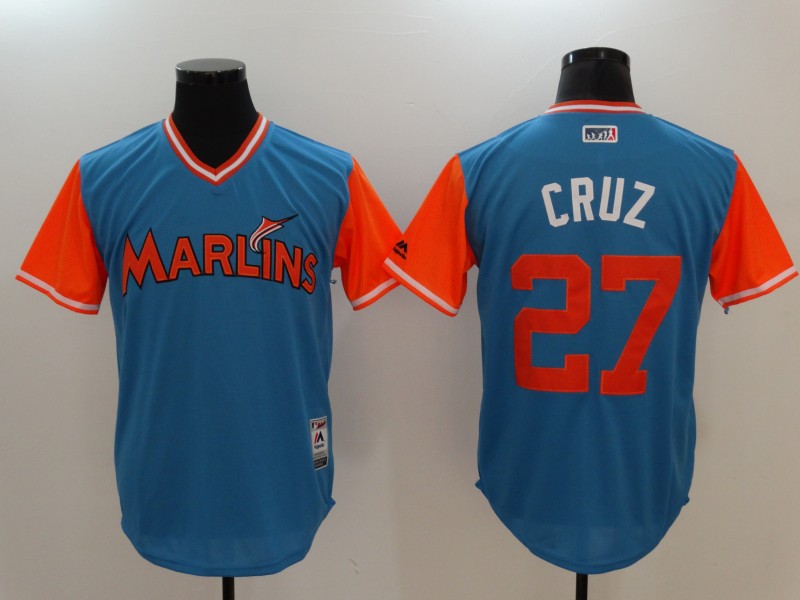 MLB Miami Marlins #27 CRUZ blue jersey