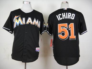 MLB Miami Marlins 51 Ichiro black jersey