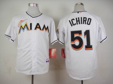MLB Miami Marlins 51 Ichiro white jersey