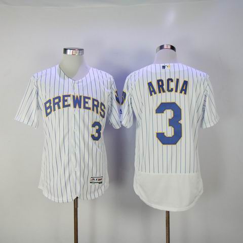 MLB Milwaukee Brewers #3 Arcia white flexbase jersey