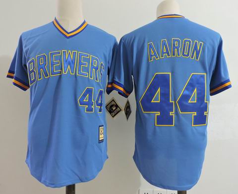 MLB Milwaukee Brewers #44 AARON blue m&n jersey