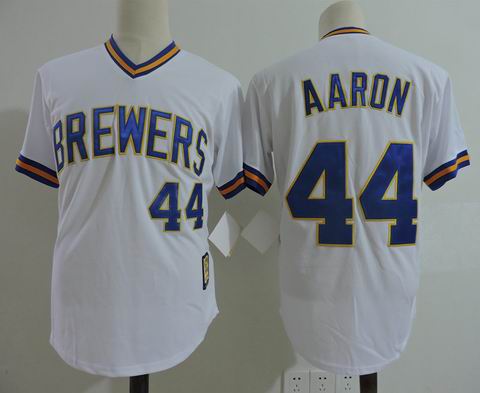 MLB Milwaukee Brewers #44 AARON white m&n jersey
