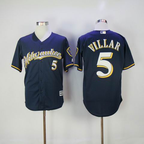 MLB Milwaukee Brewers #5 Villar blue jersey