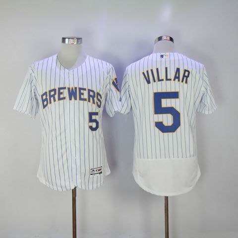 MLB Milwaukee Brewers #5 Villar white flexbase jersey