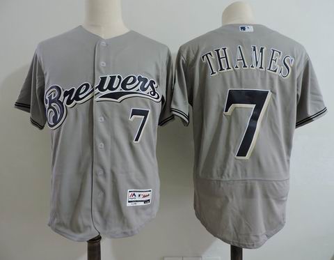 MLB Milwaukee Brewers #7 THAMES grey flexbase jersey