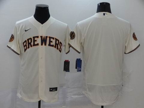 MLB Milwaukee Brewers blank cream coolbase jersey