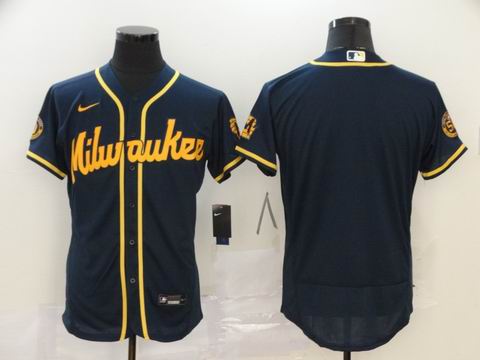 MLB Milwaukee Brewers blank navy blue coolbase jersey