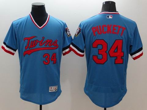 MLB Minnesota Twins #34 Puckett blue jersey