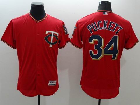 MLB Minnesota Twins #34 Puckett red jersey