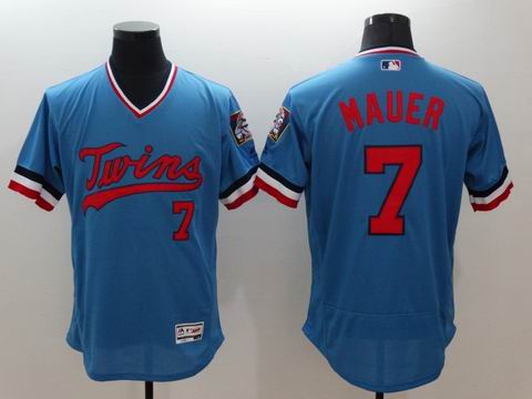MLB Minnesota Twins #7 Joe Mauer blue jersey