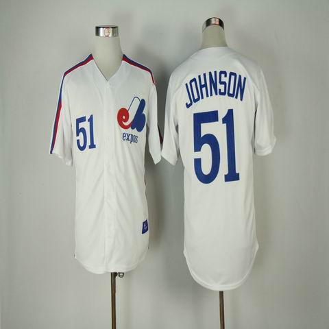 MLB Montreal Expos #51 Johnson white throwback jersey