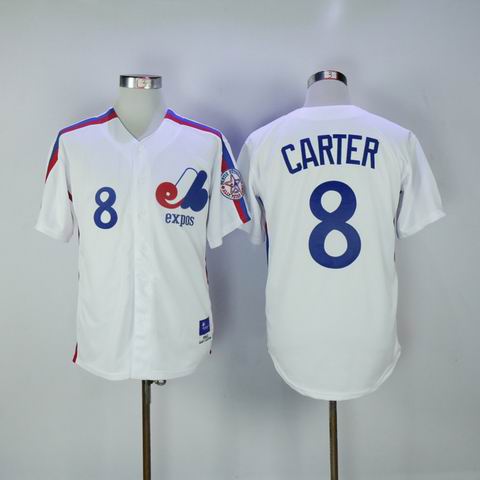 MLB Montreal Expos #8 Carter white throwback jersey