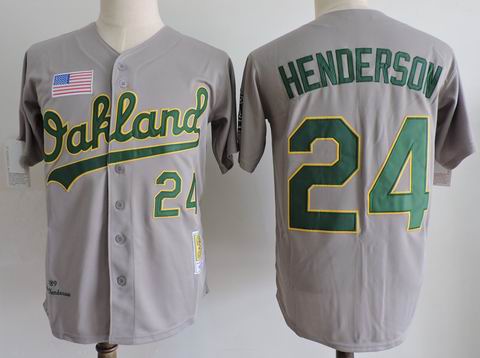 MLB Oakland Athletics #24 Henderson grey m&n jersey