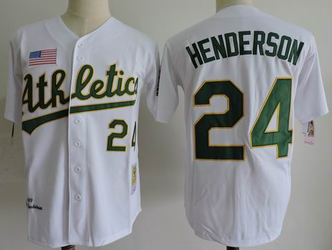 MLB Oakland Athletics #24 Henderson white m&n jersey
