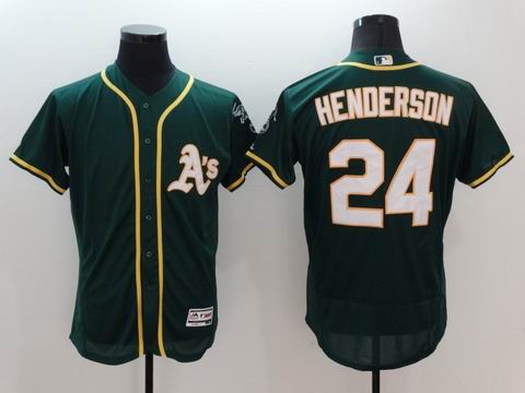 MLB Oakland Athletics #24 Rickey Henderson green flex base jersey