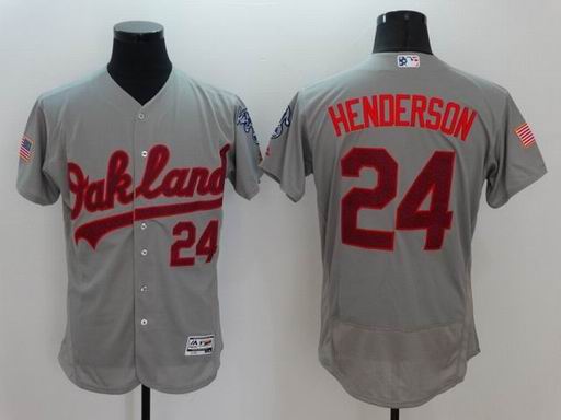 MLB Oakland Athletics #24 Rickey Henderson grey flexbase jersey