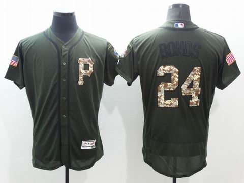 MLB Pirates #24 Bonds green Olive Salute To Service Jersey