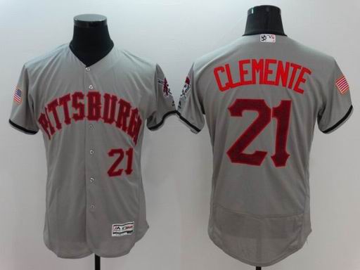 MLB Pittsburgh Pirates #21 Roberto Clemente grey flexbase jersey