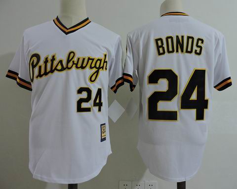 MLB Pittsburgh Pirates #24 Bonds white m&n jersey