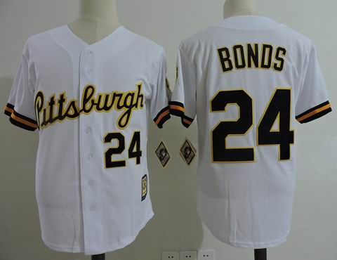 MLB Pittsburgh Pirates #24 Bonds white mitchell&ness jersey
