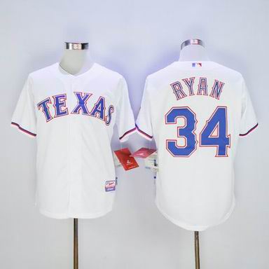 MLB Rangers #34 Nolan Ryan white jersey