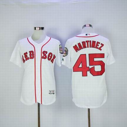 MLB Red Sox #45 Martinez white flexbase Jersey 2015 hall of frame patch