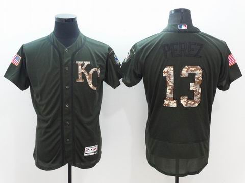 MLB Royals #13 Salvador Perez green Olive Salute To Service Jersey