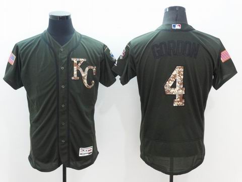 MLB Royals #4 Alex Gordon green Olive Salute To Service Jersey