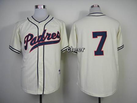 MLB San Diego Padres 7 no name cream Jersey