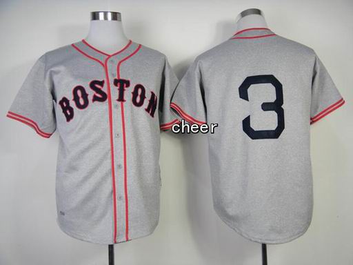 MLB Throwback Boston Red Sox #3 Hemp gray Jersey