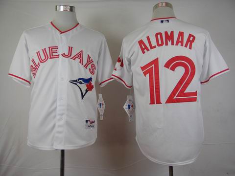 MLB Toronto Blue Jays 12 Alomar white jersey