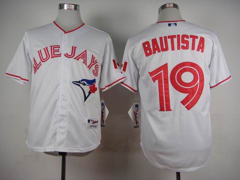 MLB Toronto Blue Jays 19 Bautista white jersey