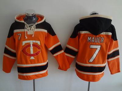 MLB Twins #7 Mauer orange sweatshirts hoody