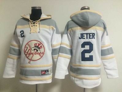 MLB Yankees #2 Jeter white sweatshirt hoody