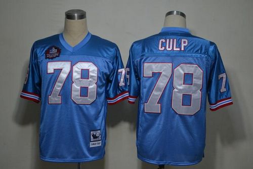 Mitchell And Ness Oilers #78 Curley Culp Baby blue Embroidered Throwback NFL Jersey
