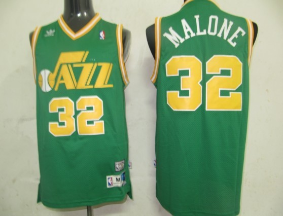 NBA Utah Jazz #32 Karl Malone Green Jersey