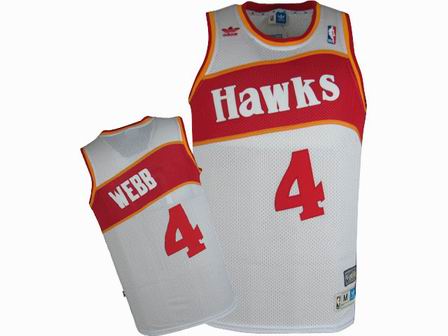 NBA Atlanta Hawks #4 Spud Webb White Throwback Jersey