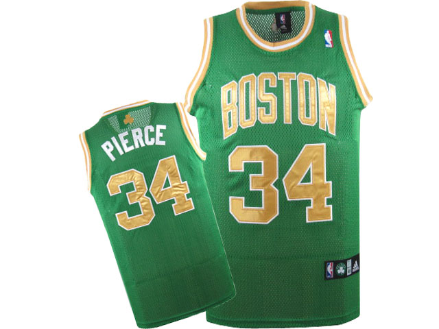 NBA Boston Celtics #34 Paul Pierce Green jersey Gold number swingman