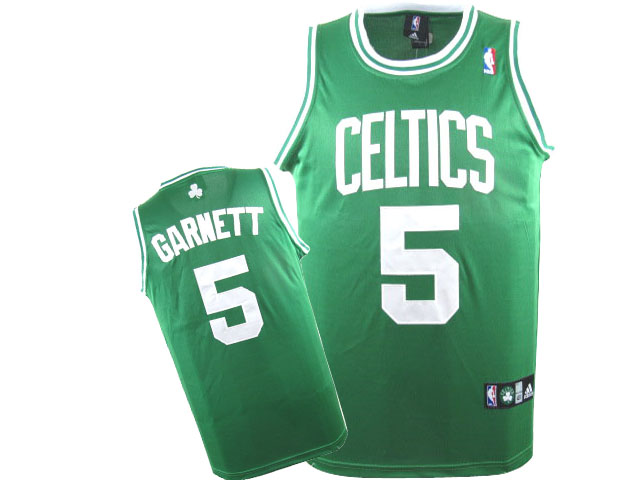 NBA Boston Celtics #5 Kevin Garnett Green Jersey white number