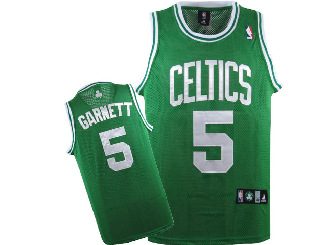 NBA Boston Celtics #5 Kevin Garnett Green Jersey white number Swingman