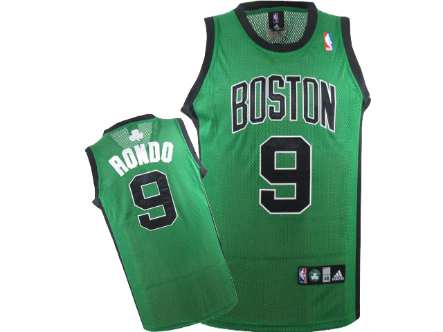 NBA Boston Celtics #9 Rajon Rondo Green Jersey black number swingman