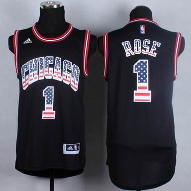 NBA Bulls 1 Rose USA Flag black jersey