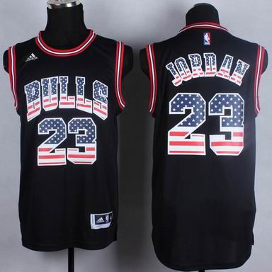 NBA Bulls 23 Jordan USA Flag black jersey