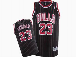 NBA Chicago Bulls #23 Jordan Black Red Strip Jersey Adidas