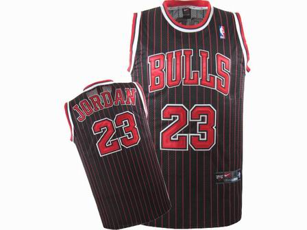 NBA Chicago Bulls #23 Jordan Black Red Strip Jersey Nike