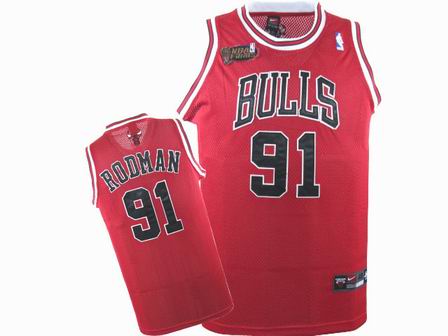 NBA Chicago Bulls #91 Dennis Rodman Red Jersey Champion Patch