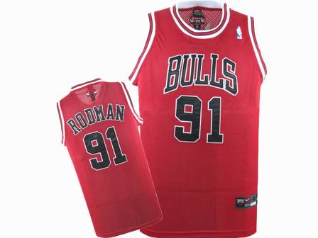 NBA Chicago Bulls #91 Dennis Rodman Red Jerseys