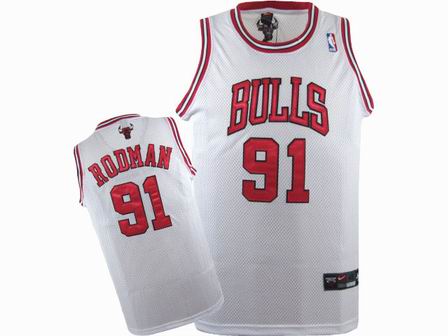 NBA Chicago Bulls #91 Dennis Rodman White Jersey