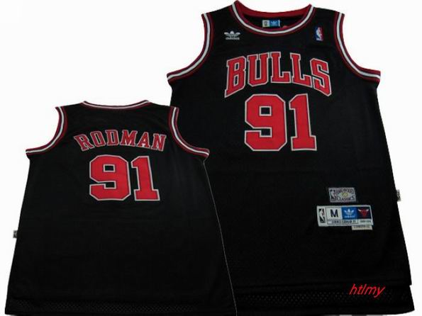 NBA Chicago Bulls 91 Rodman black jersey swingman